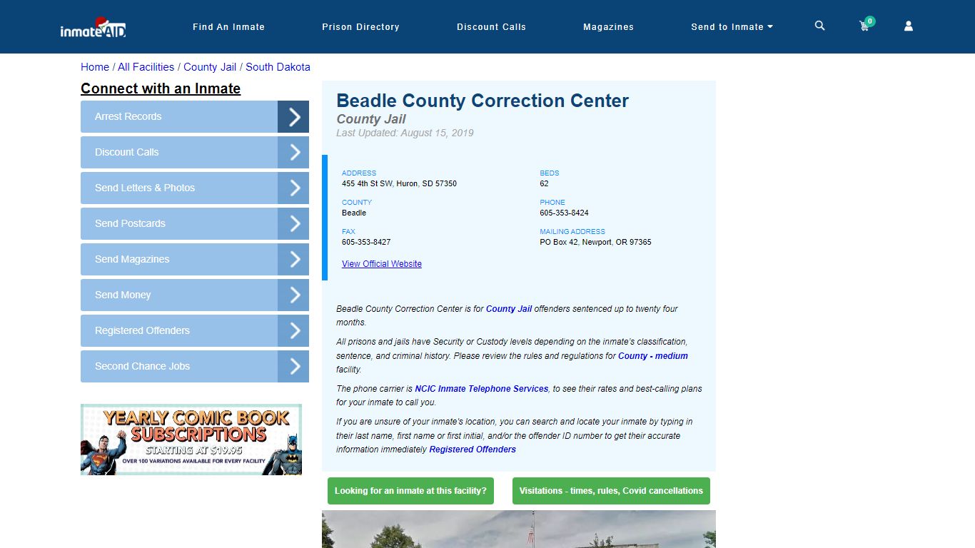 Beadle County Correction Center - Inmate Locator - Huron, SD